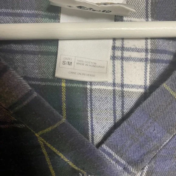 Disney Women's Vintage Mickey Mouse Green Plaid Sleepwear Pajama Shirt Size S/M - Picture 4 of 5